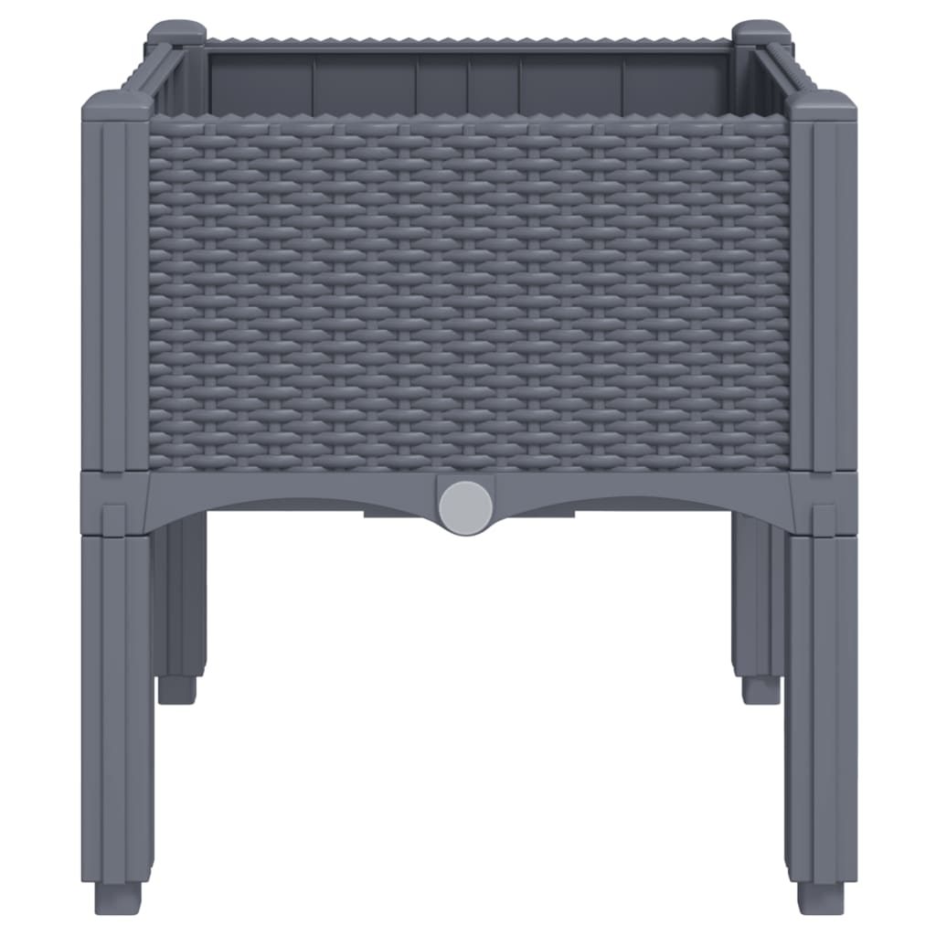 vidaXL Grey Polypropylene Garden Planter with Legs - 40x40x42cm, Sturdy & Stylish