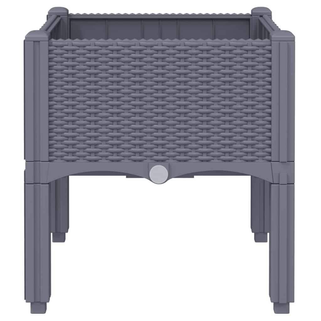 vidaXL Grey Polypropylene Garden Planter with Legs - 40x40x42cm, Sturdy & Stylish
