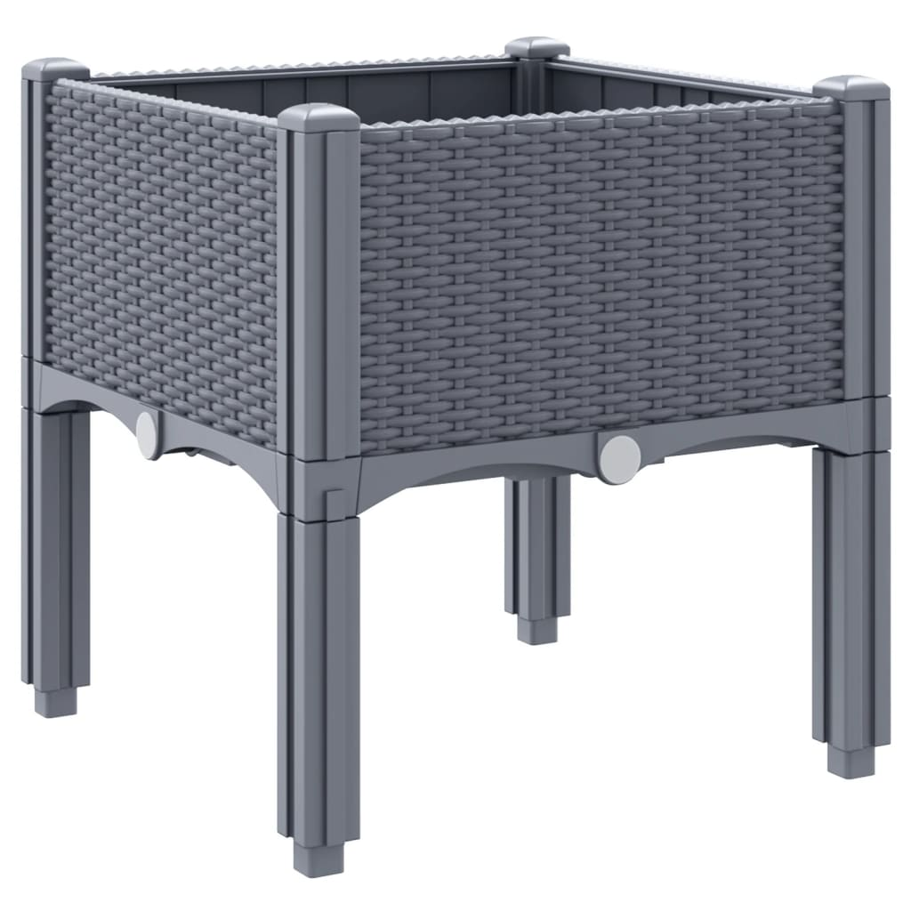 vidaXL Grey Polypropylene Garden Planter with Legs - 40x40x42cm, Sturdy & Stylish