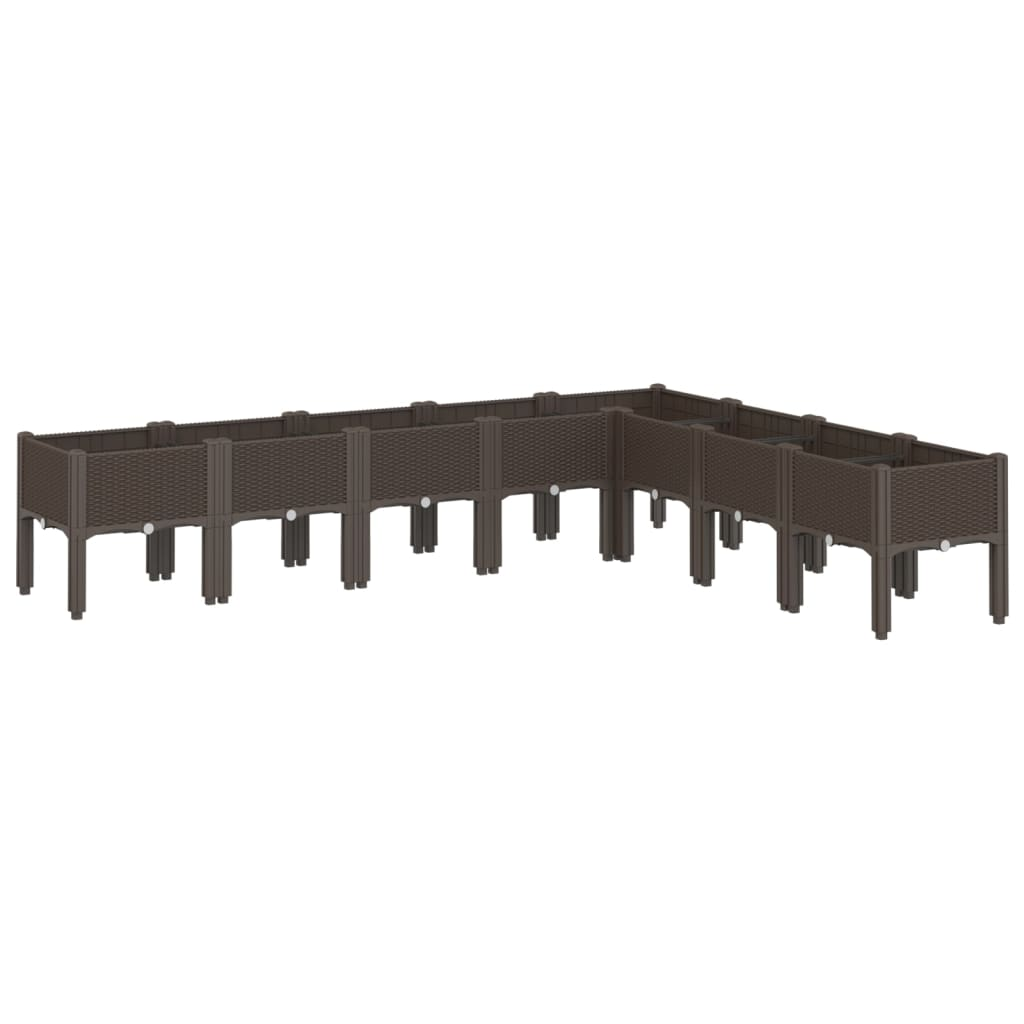 vidaXL Brown Polypropylene Raised Garden Planter 200x160x42cm - Durable, Spacious, Stylish