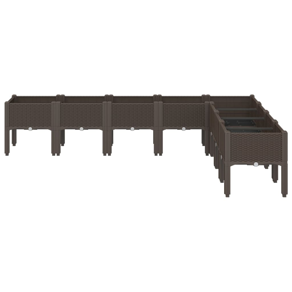 vidaXL Brown Polypropylene Raised Garden Planter 200x160x42cm - Durable, Spacious, Stylish