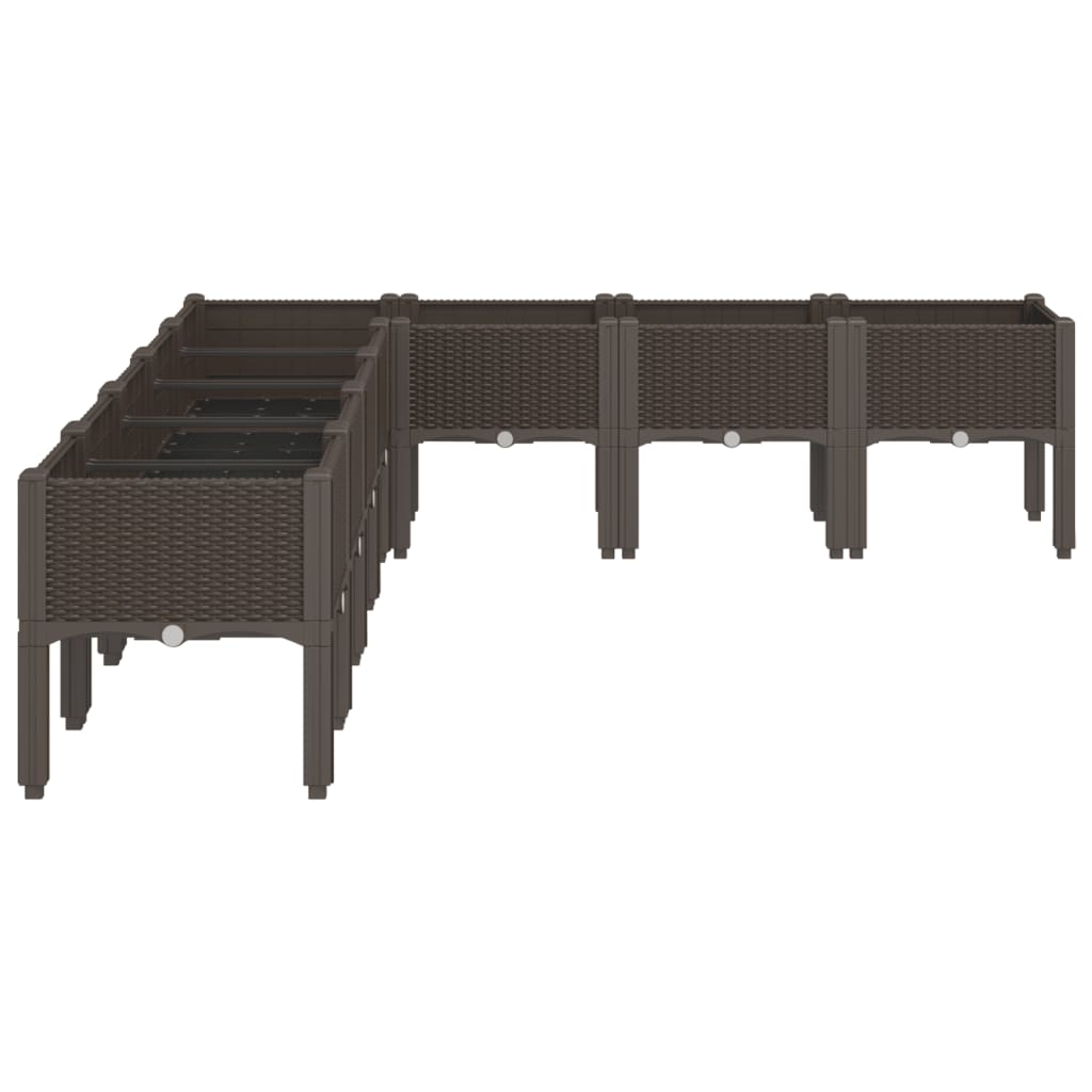 vidaXL Brown Polypropylene Raised Garden Planter 200x160x42cm - Durable, Spacious, Stylish