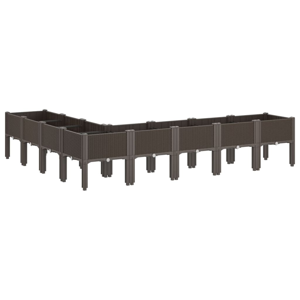 vidaXL Brown Polypropylene Raised Garden Planter 200x160x42cm - Durable, Spacious, Stylish