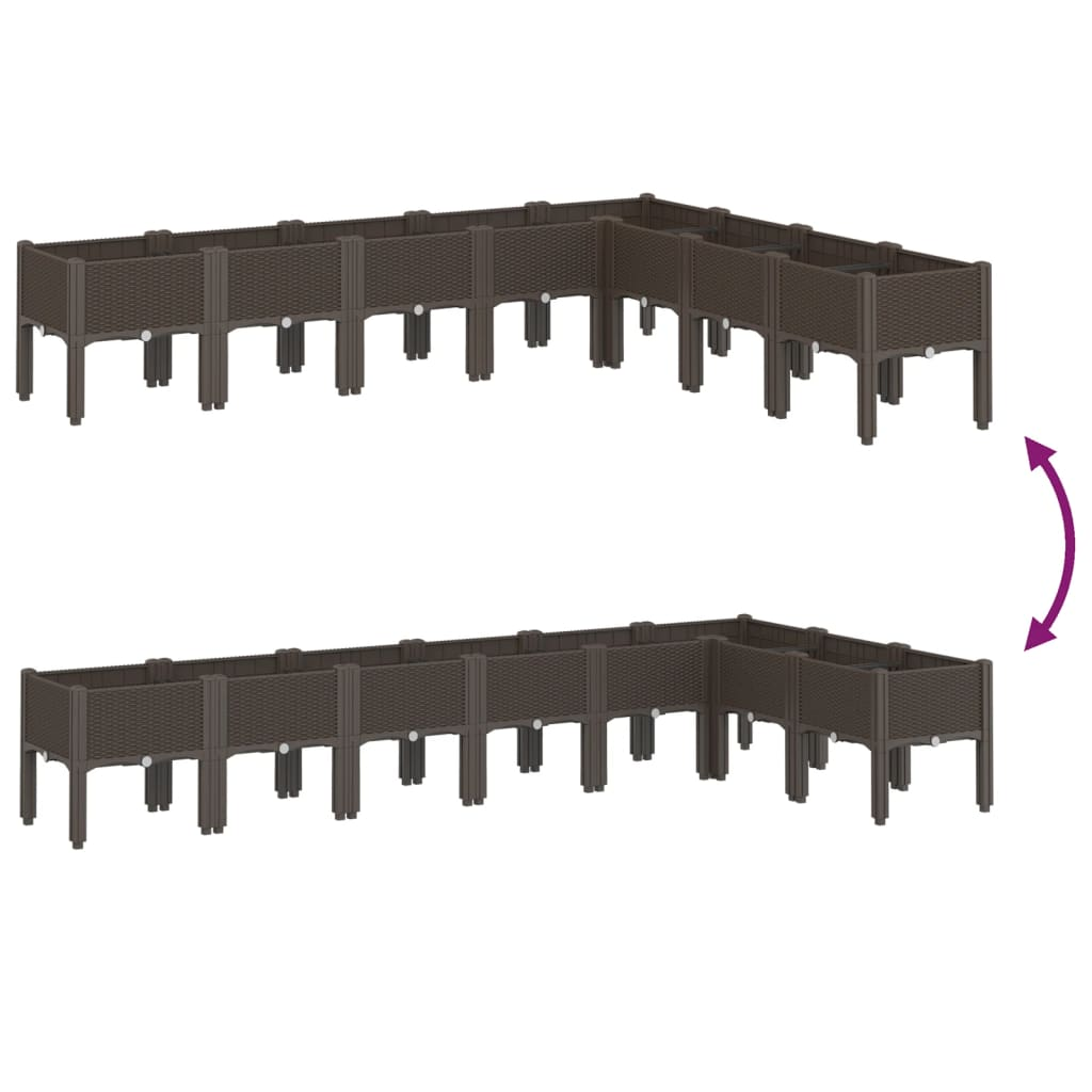 vidaXL Brown Polypropylene Raised Garden Planter 200x160x42cm - Durable, Spacious, Stylish