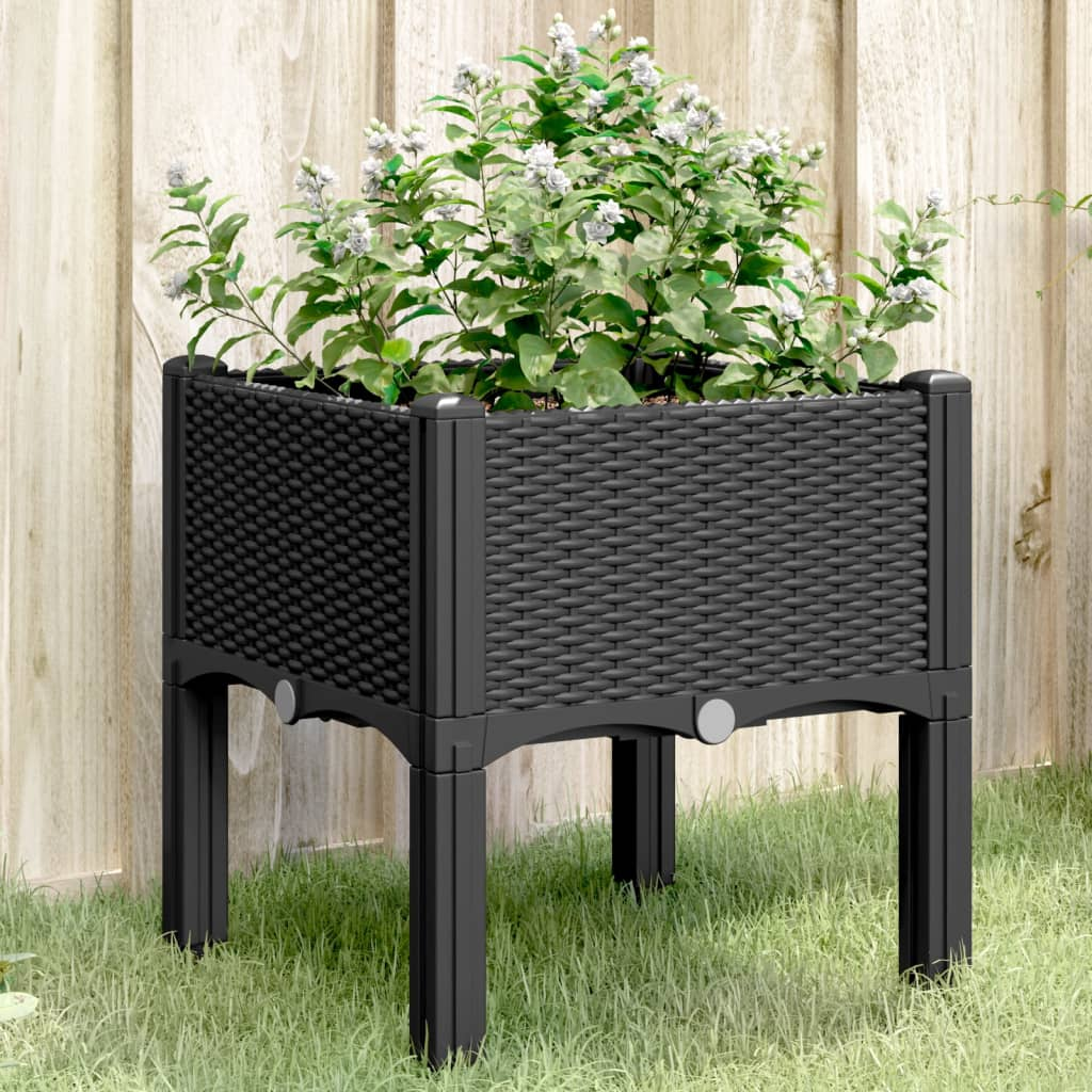 vidaXL Garden Planter with Legs Black 40x40x42 cm Polypropylene
