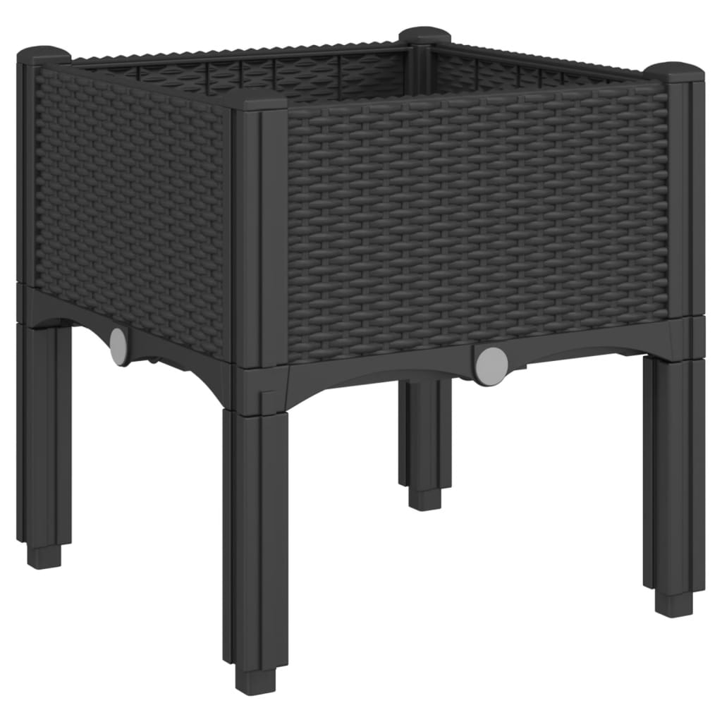 vidaXL Garden Planter with Legs Black 40x40x42 cm Polypropylene