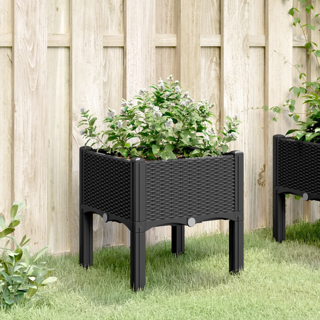vidaXL Garden Planter with Legs Black 40x40x42 cm Polypropylene