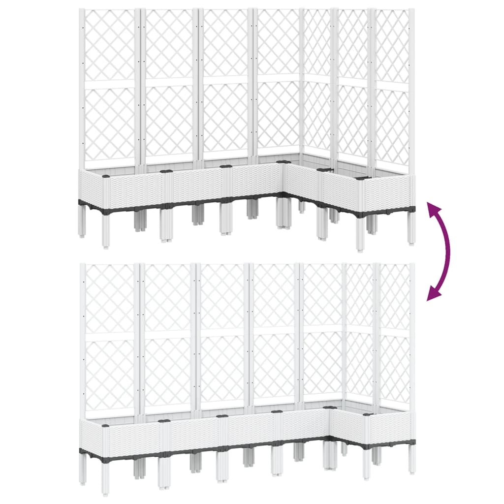 vidaXL Garden Planter with Trellis White 160x120x142 cm PP