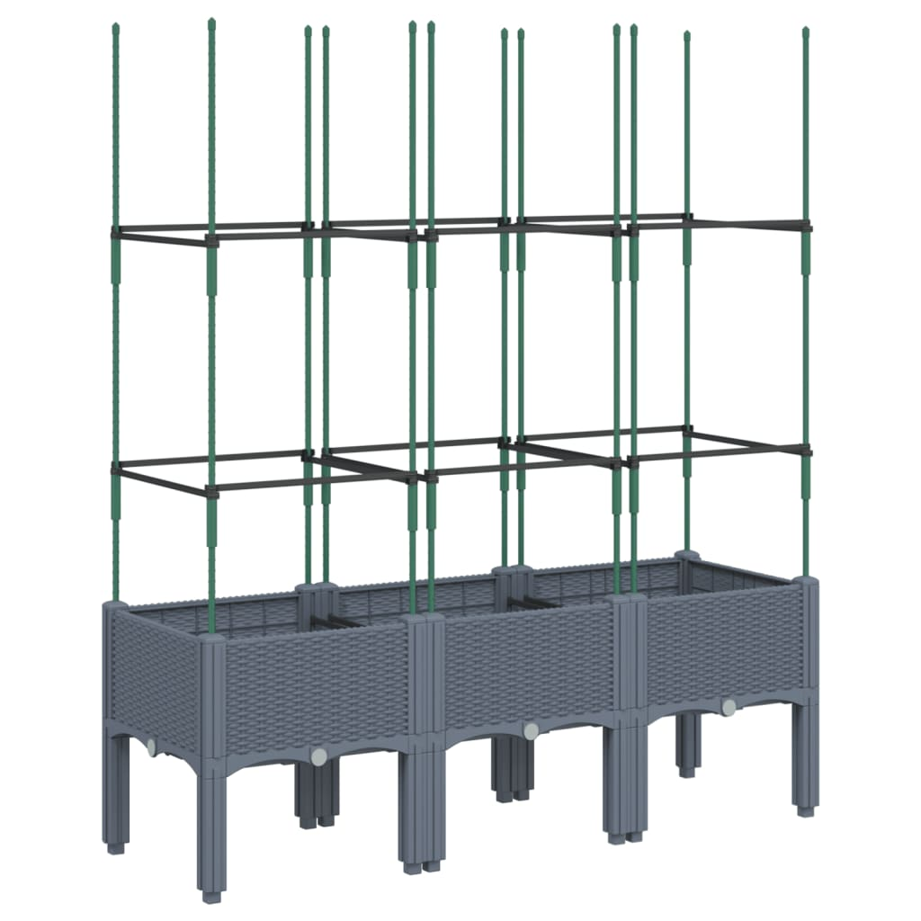 vidaXL Grey Polypropylene Garden Planter w/ Trellis 120x40x142.5cm - Sturdy & Stylish (80 characters)