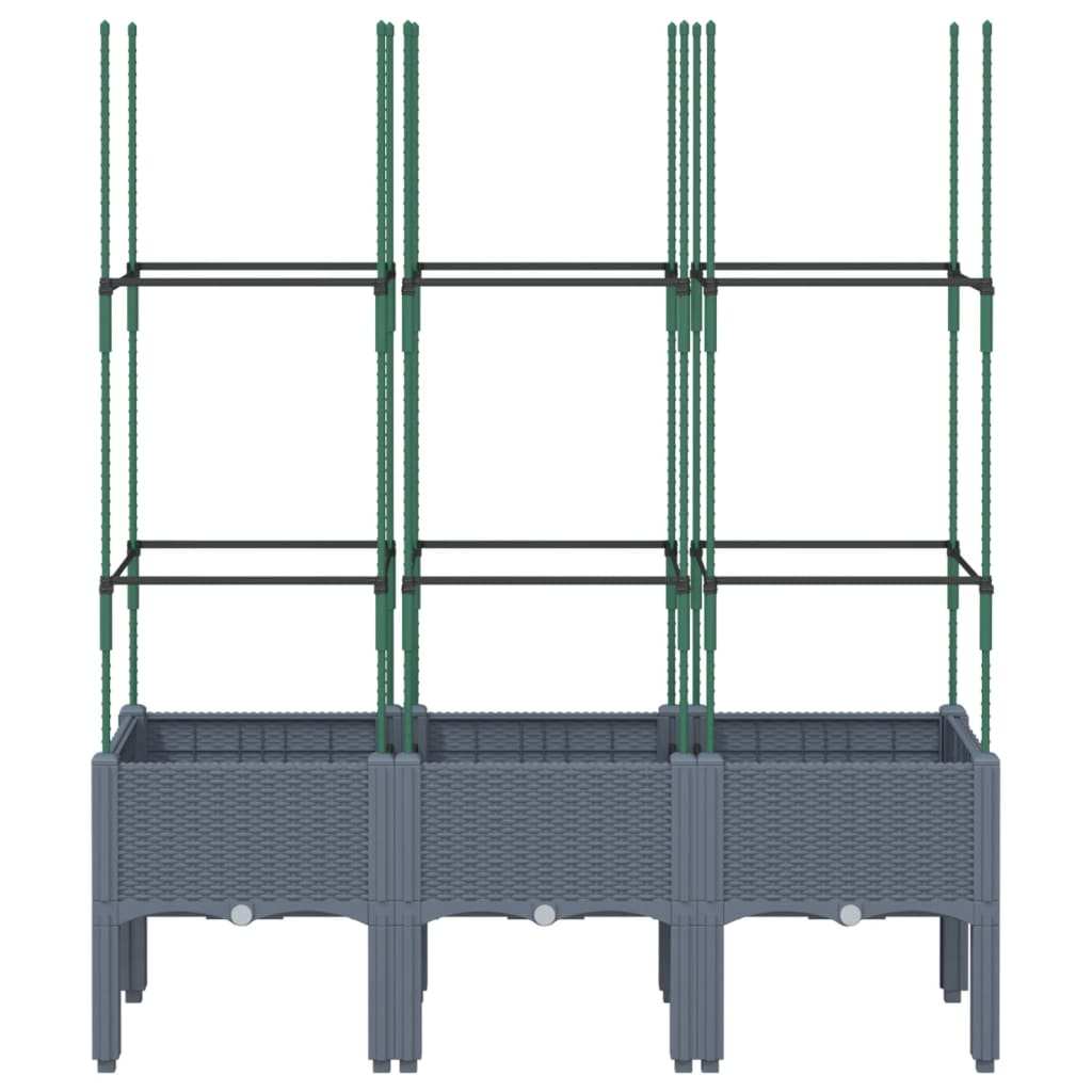 vidaXL Grey Polypropylene Garden Planter w/ Trellis 120x40x142.5cm - Sturdy & Stylish (80 characters)