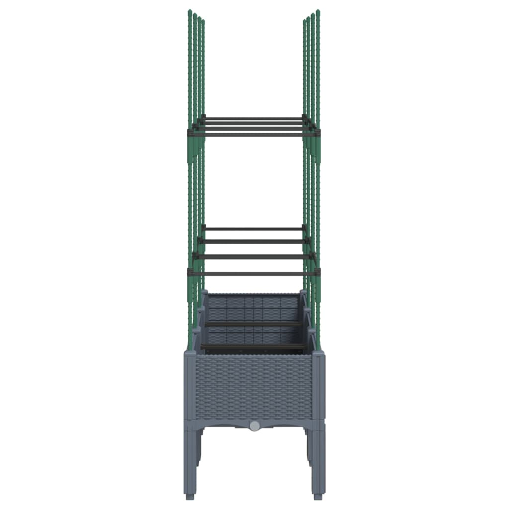 vidaXL Grey Polypropylene Garden Planter w/ Trellis 120x40x142.5cm - Sturdy & Stylish (80 characters)