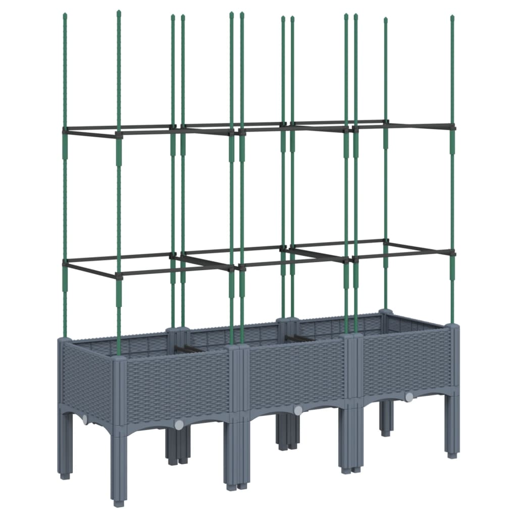 vidaXL Grey Polypropylene Garden Planter w/ Trellis 120x40x142.5cm - Sturdy & Stylish (80 characters)