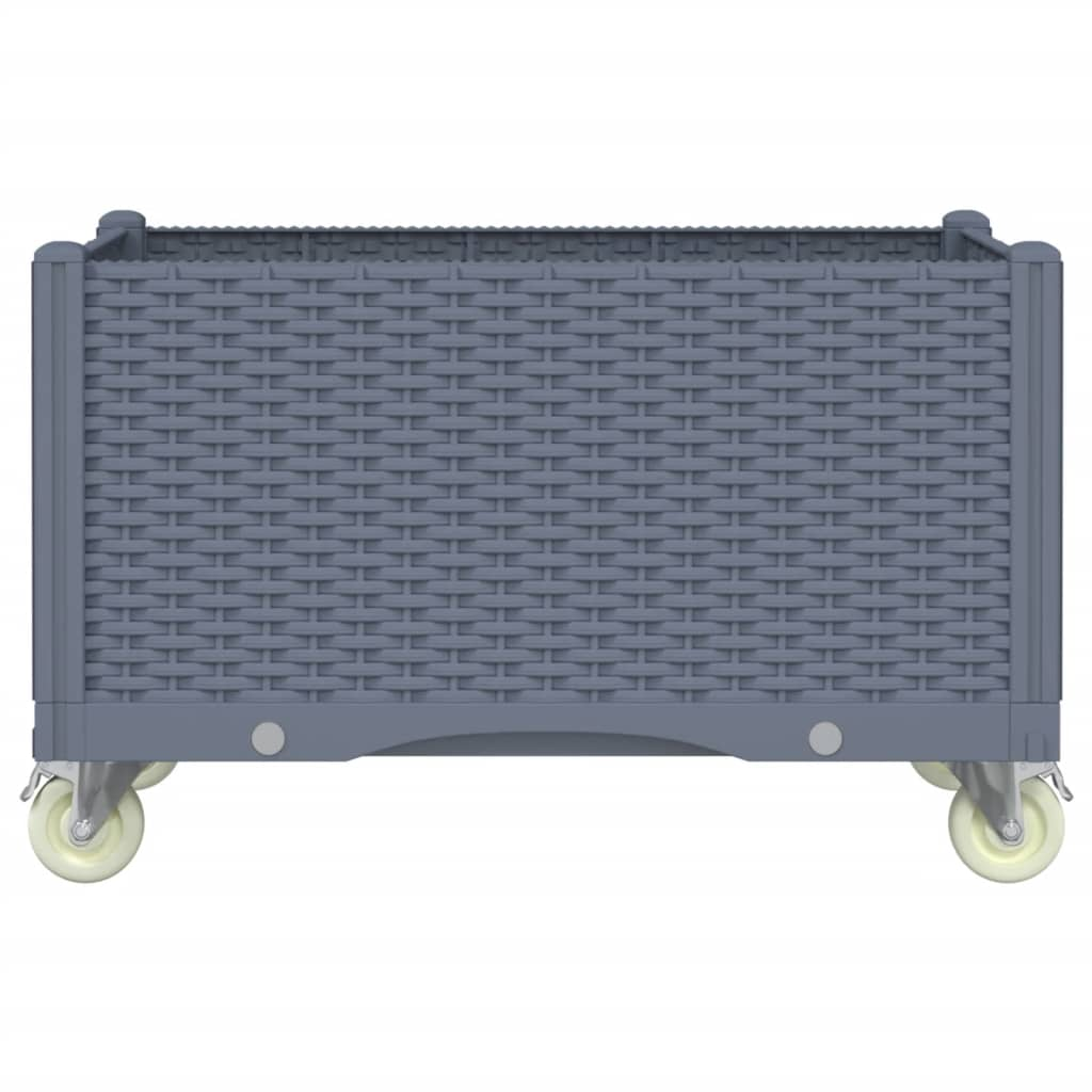 vidaXL Garden Planter with Wheels Grey 80x50x54 cm PP
