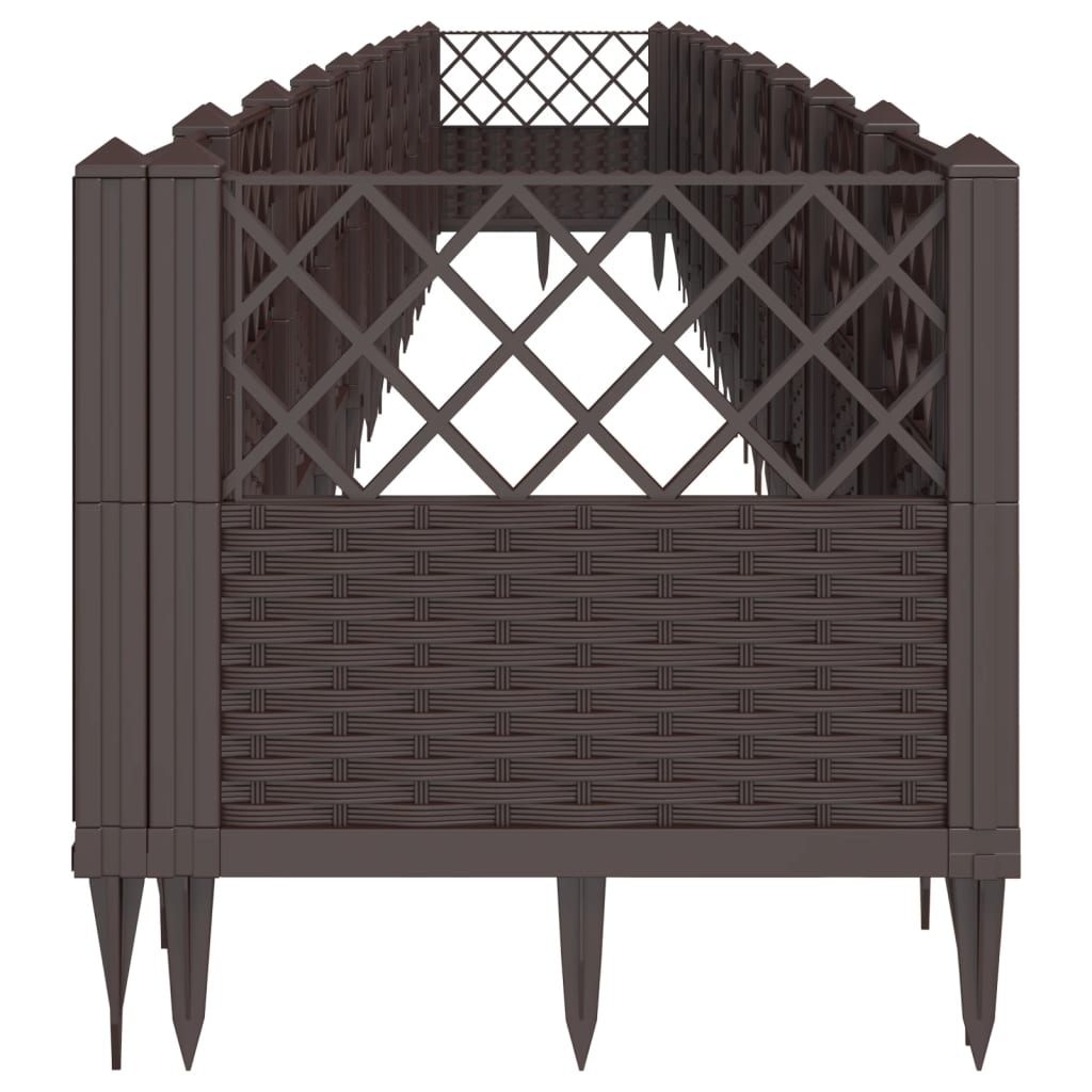 vidaXL 363.5x43.5x43.5cm Brown Polypropylene Garden Planter with Pegs