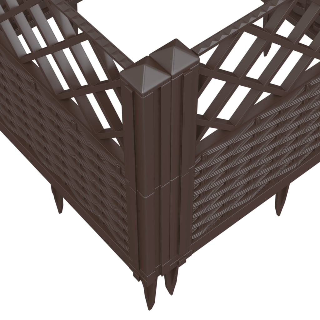 vidaXL 363.5x43.5x43.5cm Brown Polypropylene Garden Planter with Pegs