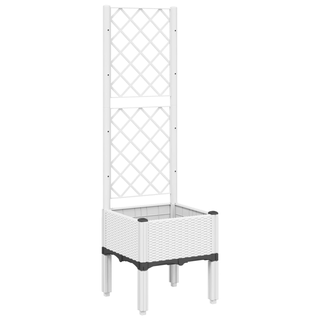 vidaXL 40x40x142cm White Polypropylene Garden Planter with Trellis