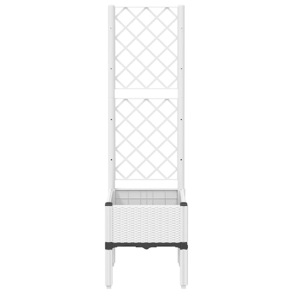 vidaXL 40x40x142cm White Polypropylene Garden Planter with Trellis