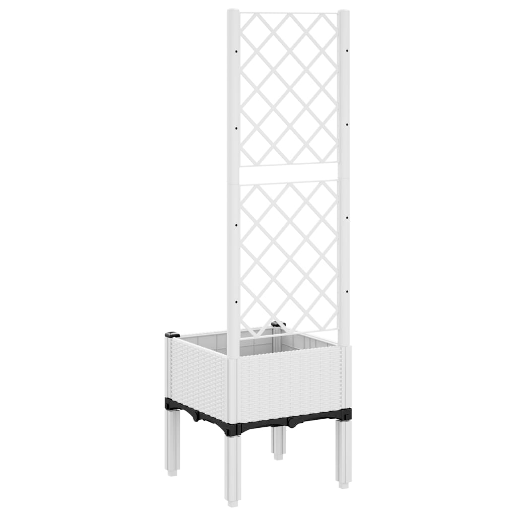 vidaXL 40x40x142cm White Polypropylene Garden Planter with Trellis