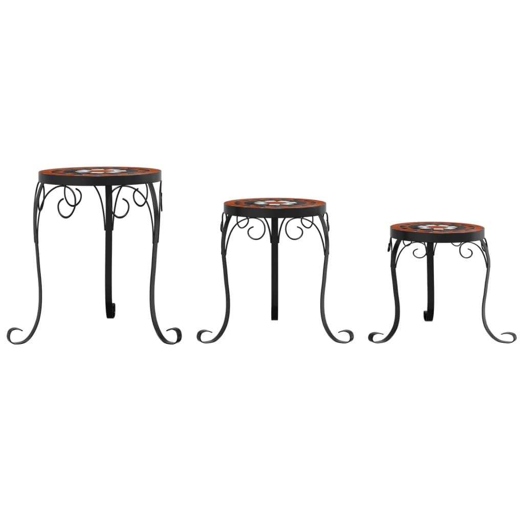 vidaXL Plant Stands 3 pcs Terracotta and White Ceramic