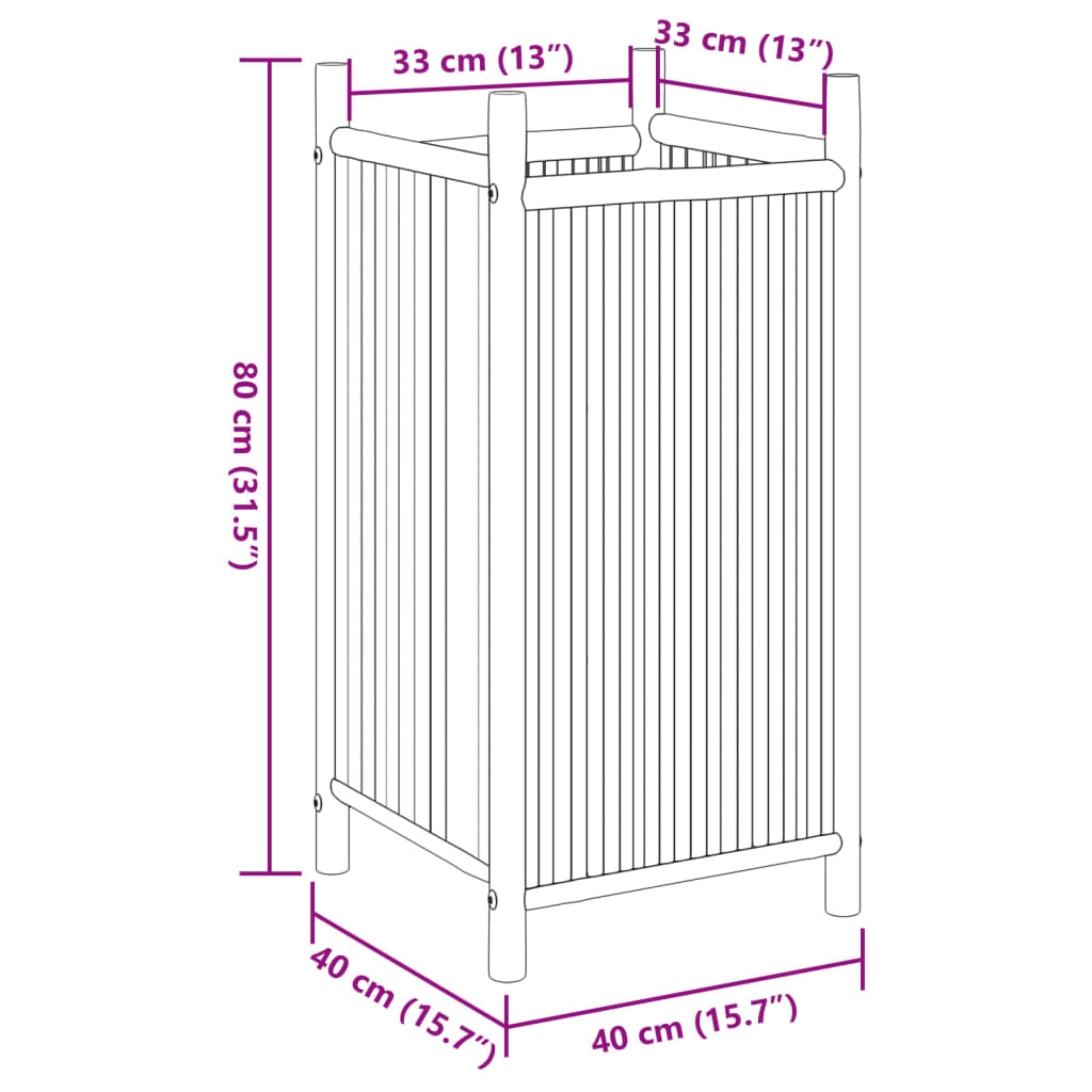 vidaXL Planter 40x40x80 cm Bamboo