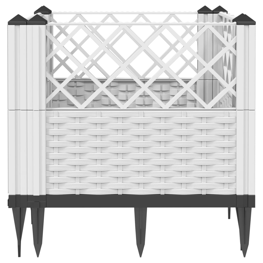vidaXL 43.5x43.5x43.5cm White Polypropylene Garden Planter with Pegs