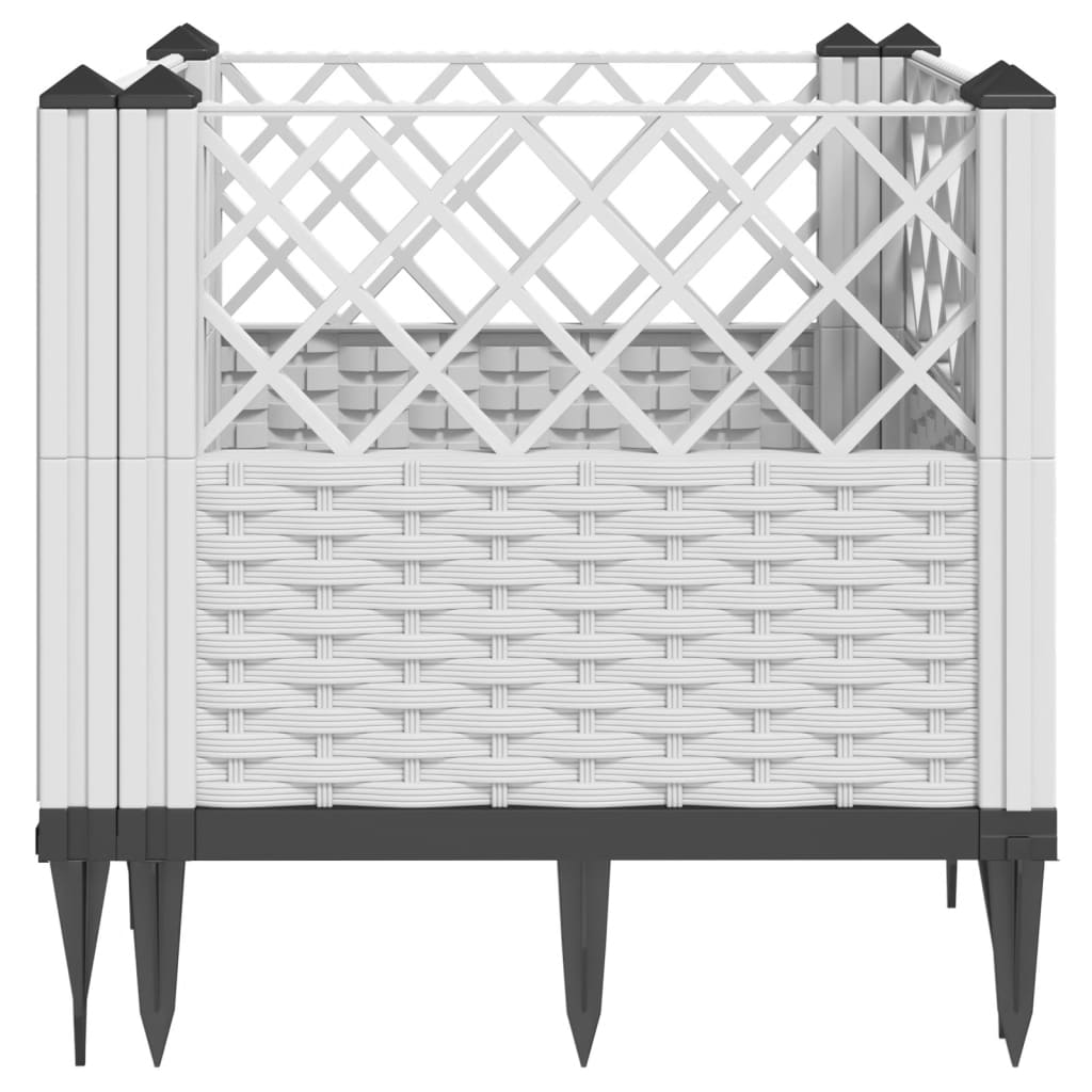 vidaXL 43.5x43.5x43.5cm White Polypropylene Garden Planter with Pegs