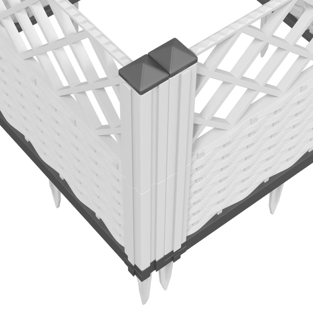 vidaXL 43.5x43.5x43.5cm White Polypropylene Garden Planter with Pegs
