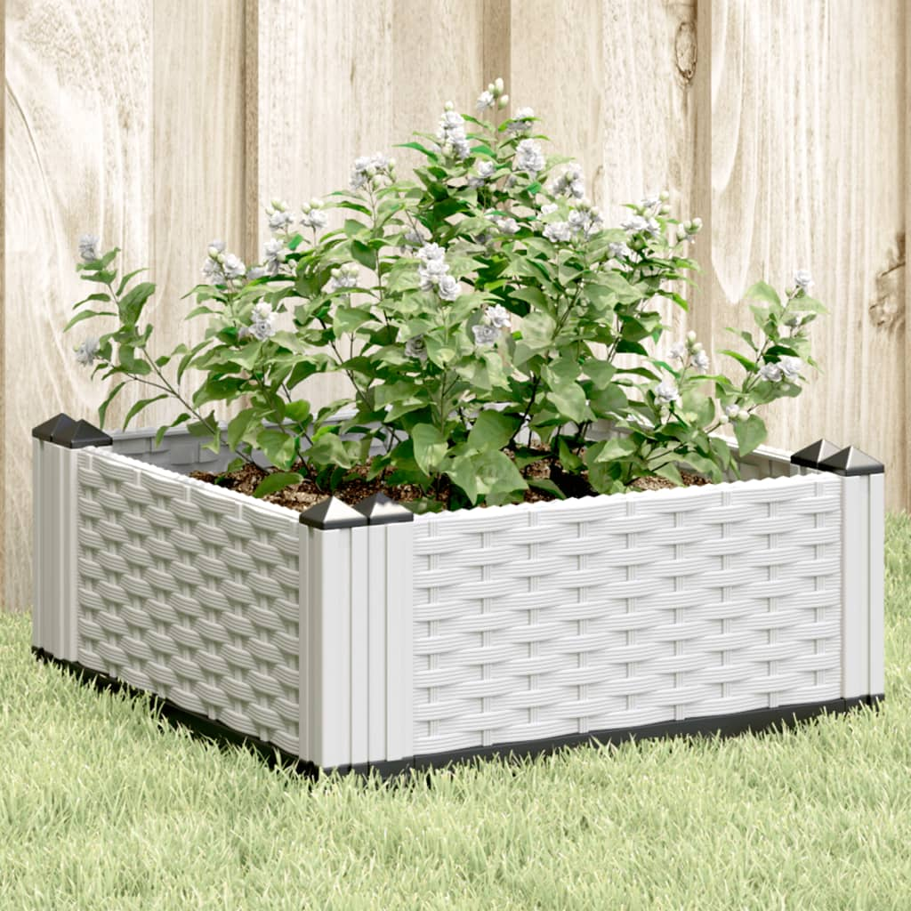 vidaXL 42.5x42.5x28.5cm White Polypropylene Garden Planter with Pegs