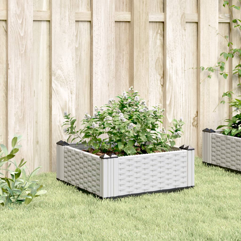 vidaXL 42.5x42.5x28.5cm White Polypropylene Garden Planter with Pegs