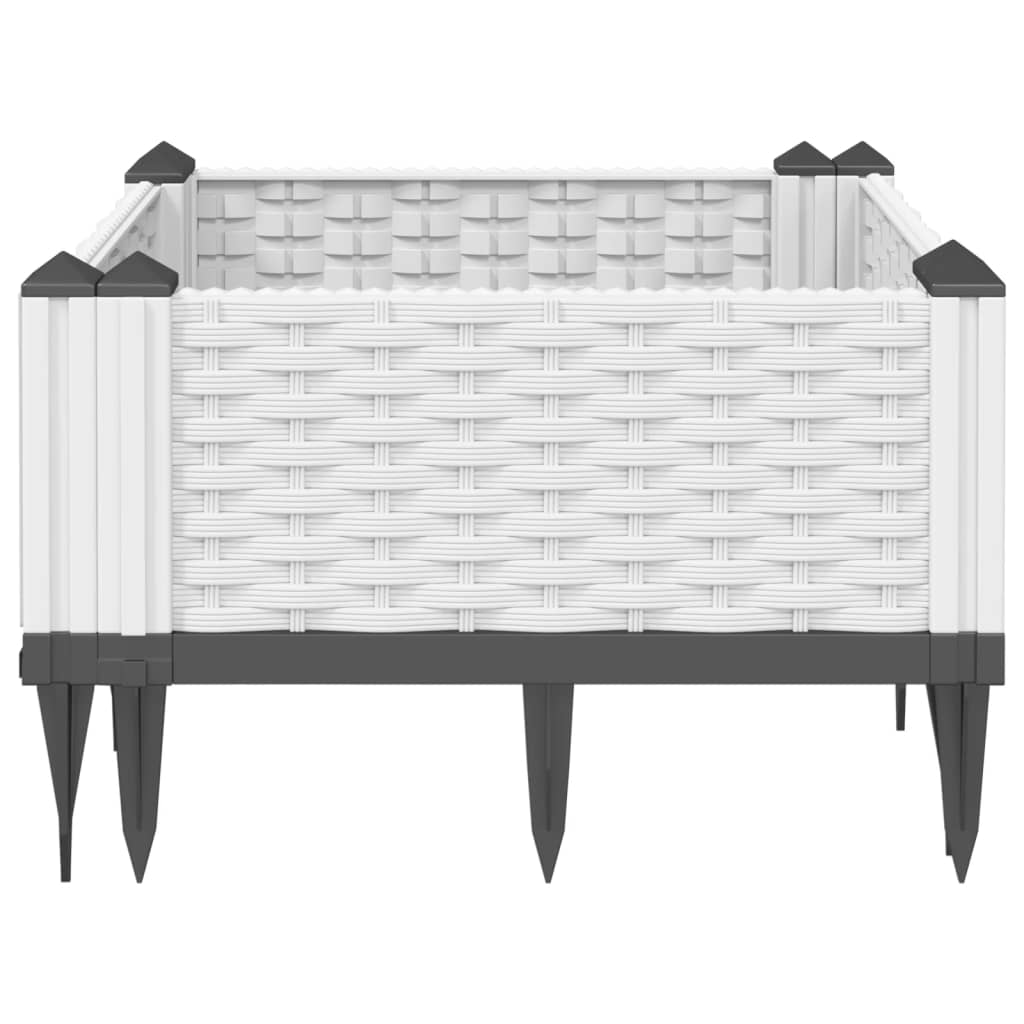vidaXL 42.5x42.5x28.5cm White Polypropylene Garden Planter with Pegs