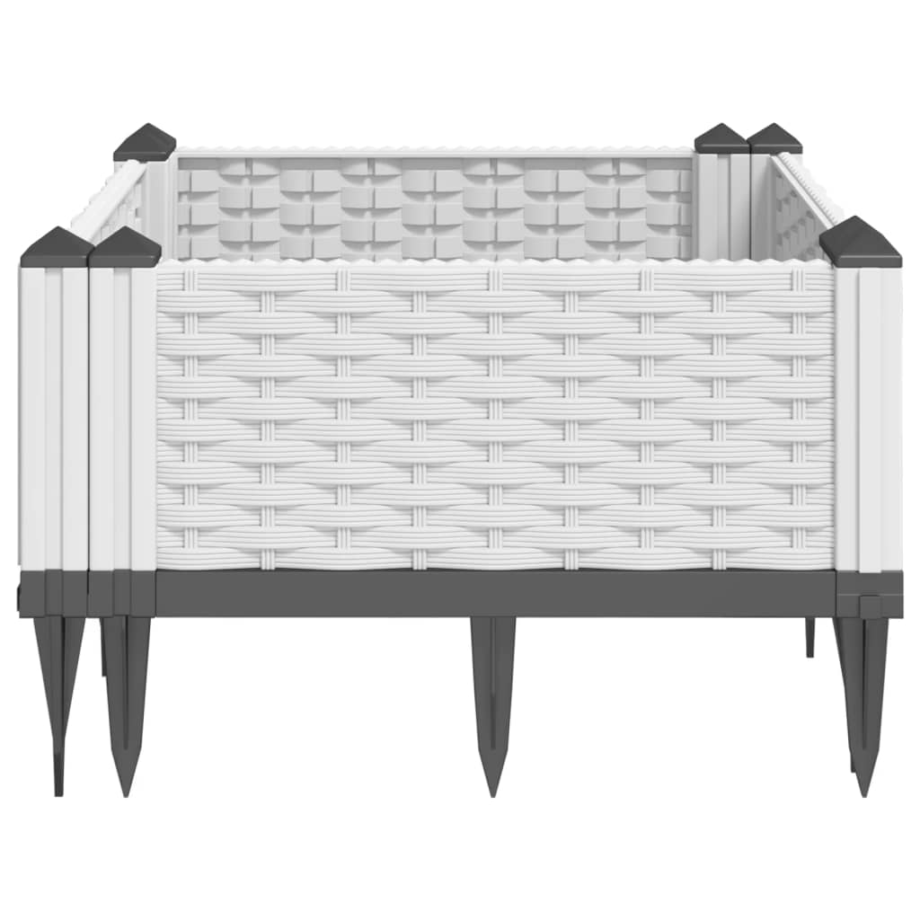 vidaXL 42.5x42.5x28.5cm White Polypropylene Garden Planter with Pegs