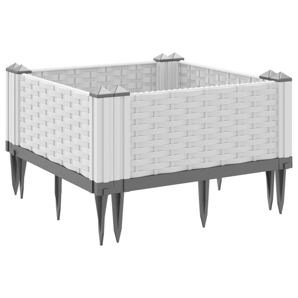 vidaXL 42.5x42.5x28.5cm White Polypropylene Garden Planter with Pegs