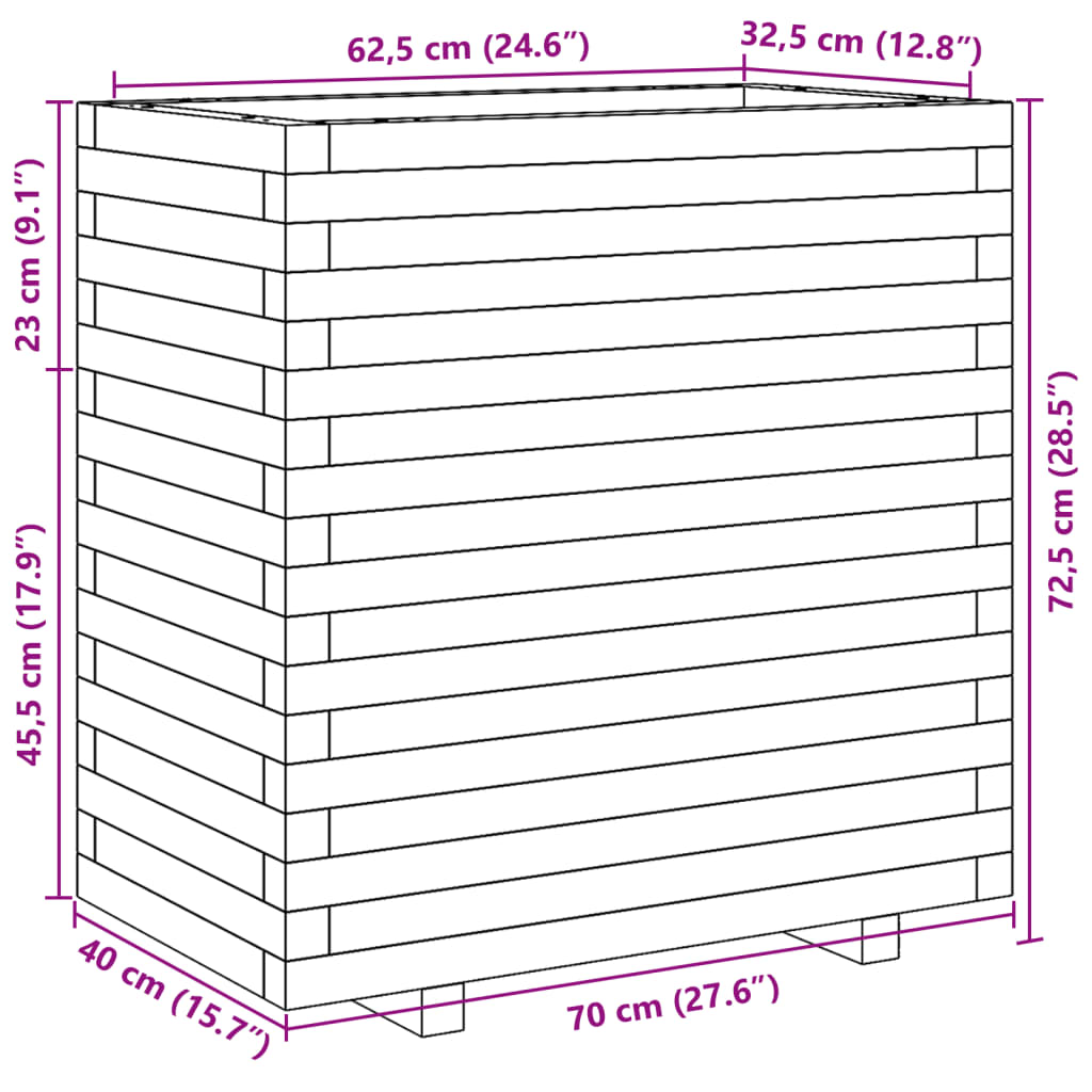 vidaXL Garden Planter 70x40x72.5 cm Solid Wood Douglas