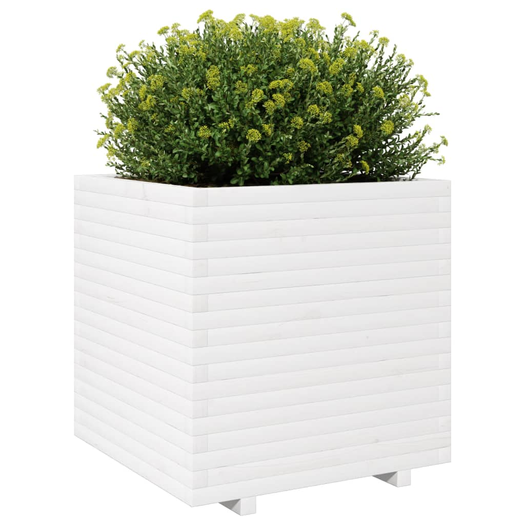 vidaXL Garden Planter White 70x70x72.5 cm Solid Wood Pine