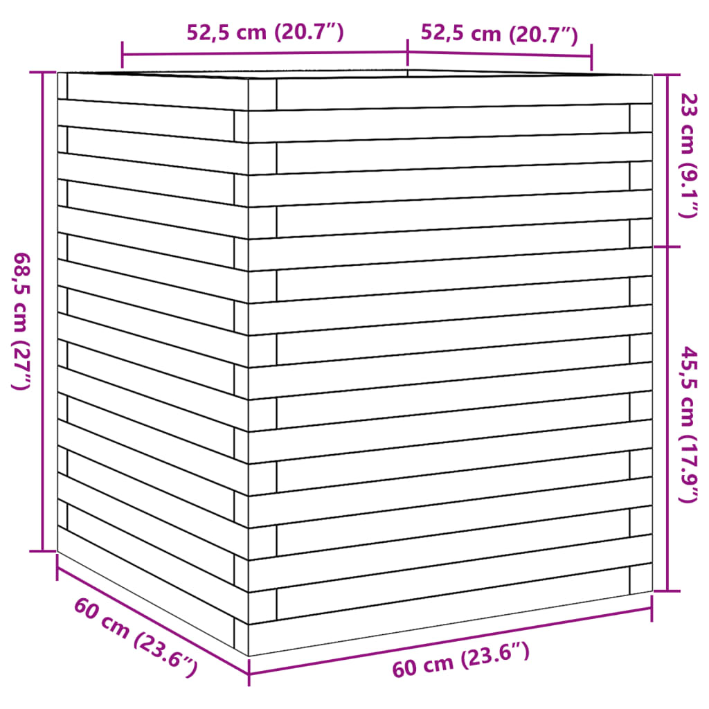 vidaXL Garden Planter 60x60x68.5 cm Solid Wood Pine