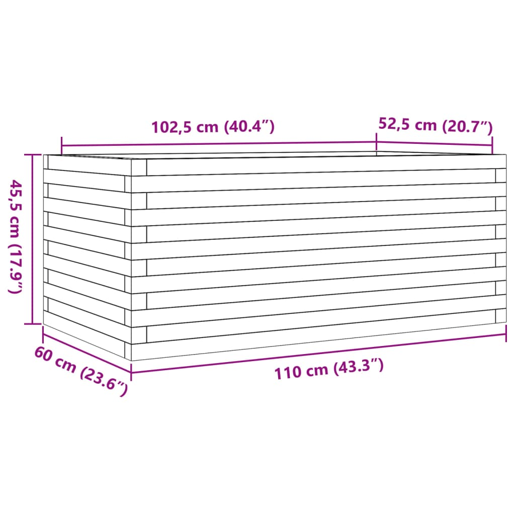 vidaXL Garden Planter White 110x60x45.5 cm Solid Wood Pine
