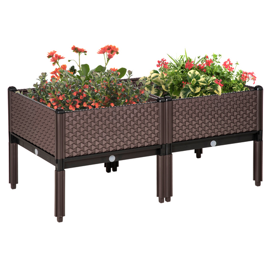 Outsunny Set of 2 Raised Garden Beds 41L Self-Watering Planter Box w/ Drainage Holes