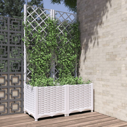 vidaXL 80x40x136cm White Polypropylene Garden Planter with Trellis