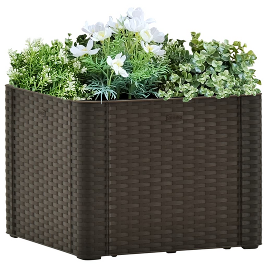 vidaXL 43x43x33cm Mocha Raised Garden Bed Planter w/ Self-Watering System