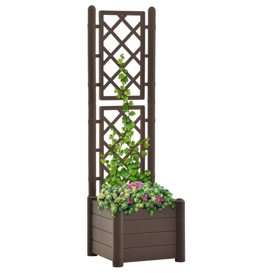 vidaXL Garden Planter with Trellis 43x43x142 cm polypropylene Mocha