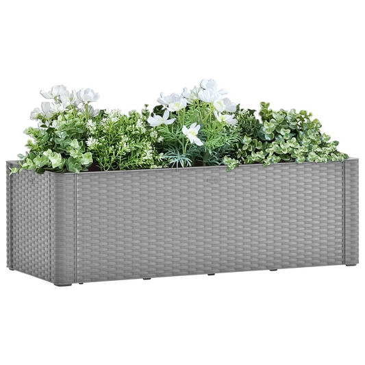 vidaXL 100x43x33cm Grey Raised Garden Bed Planter w/ Self-Watering System