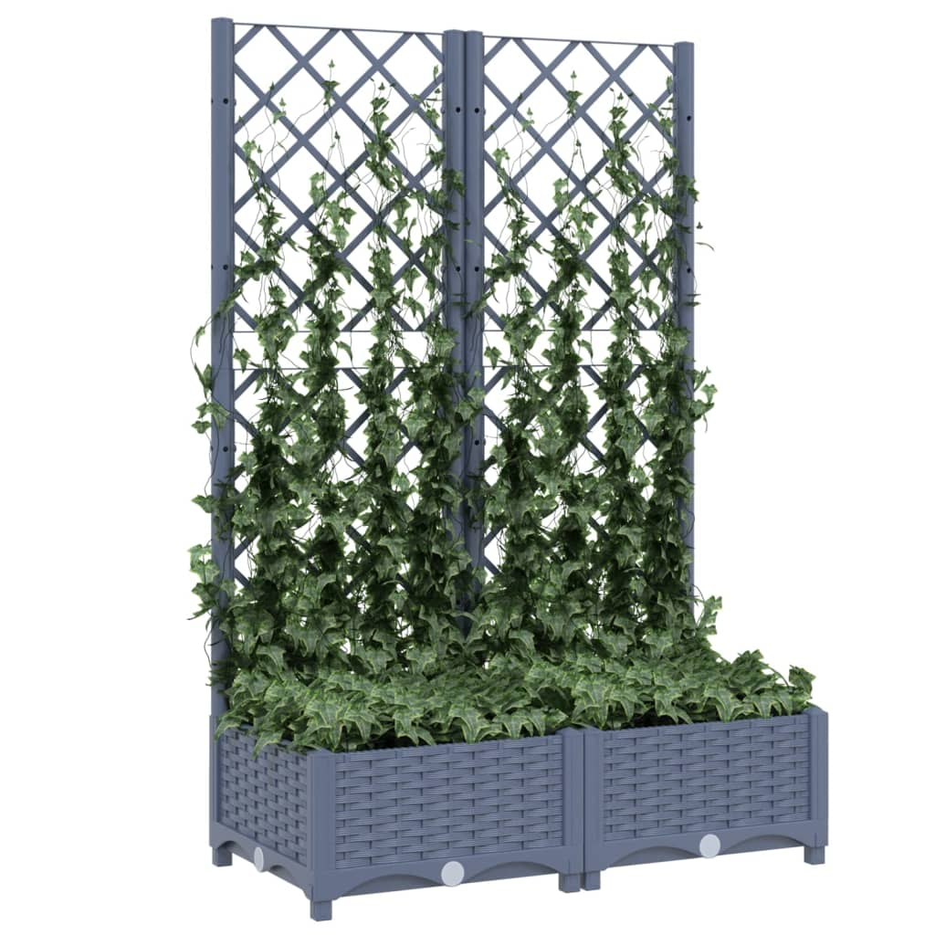 vidaXL Garden Planter with Trellis Dark Grey 80x40x121.5 cm PP