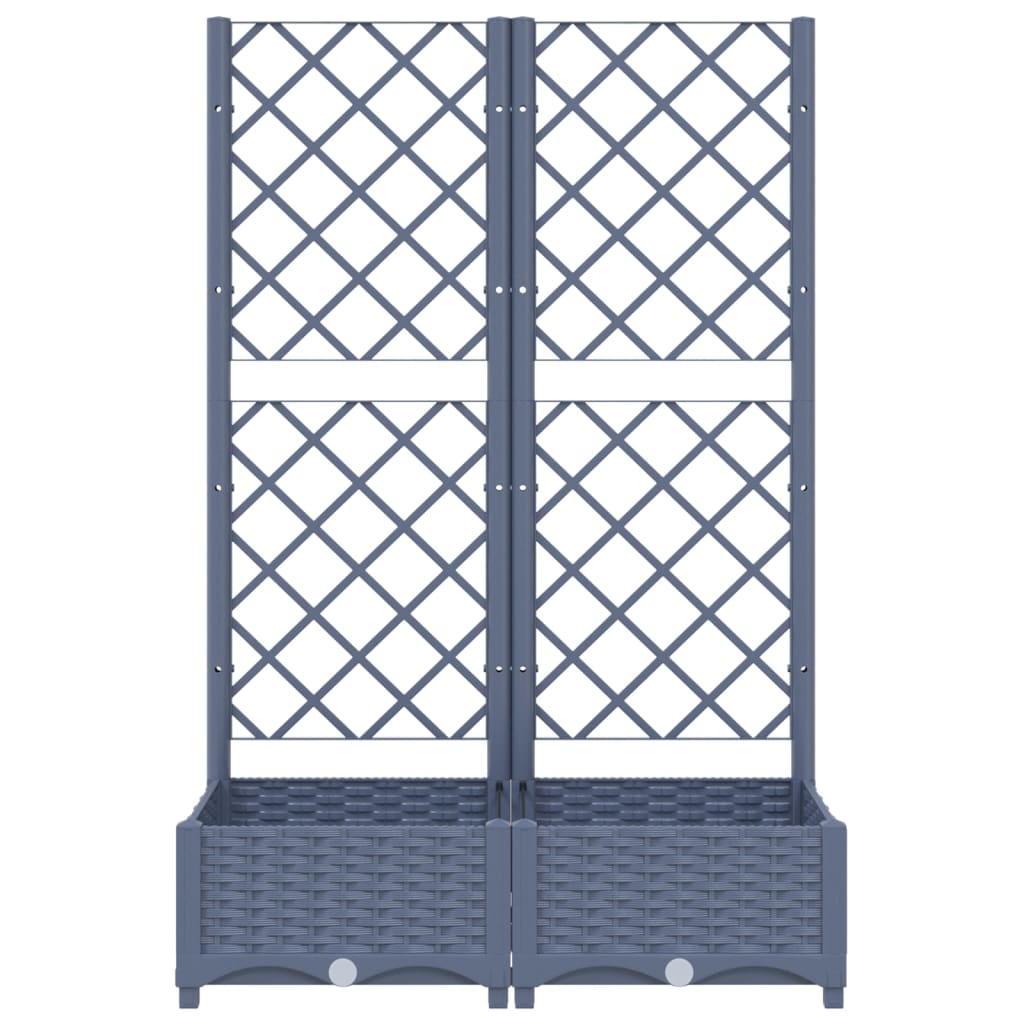 vidaXL Garden Planter with Trellis Dark Grey 80x40x121.5 cm PP