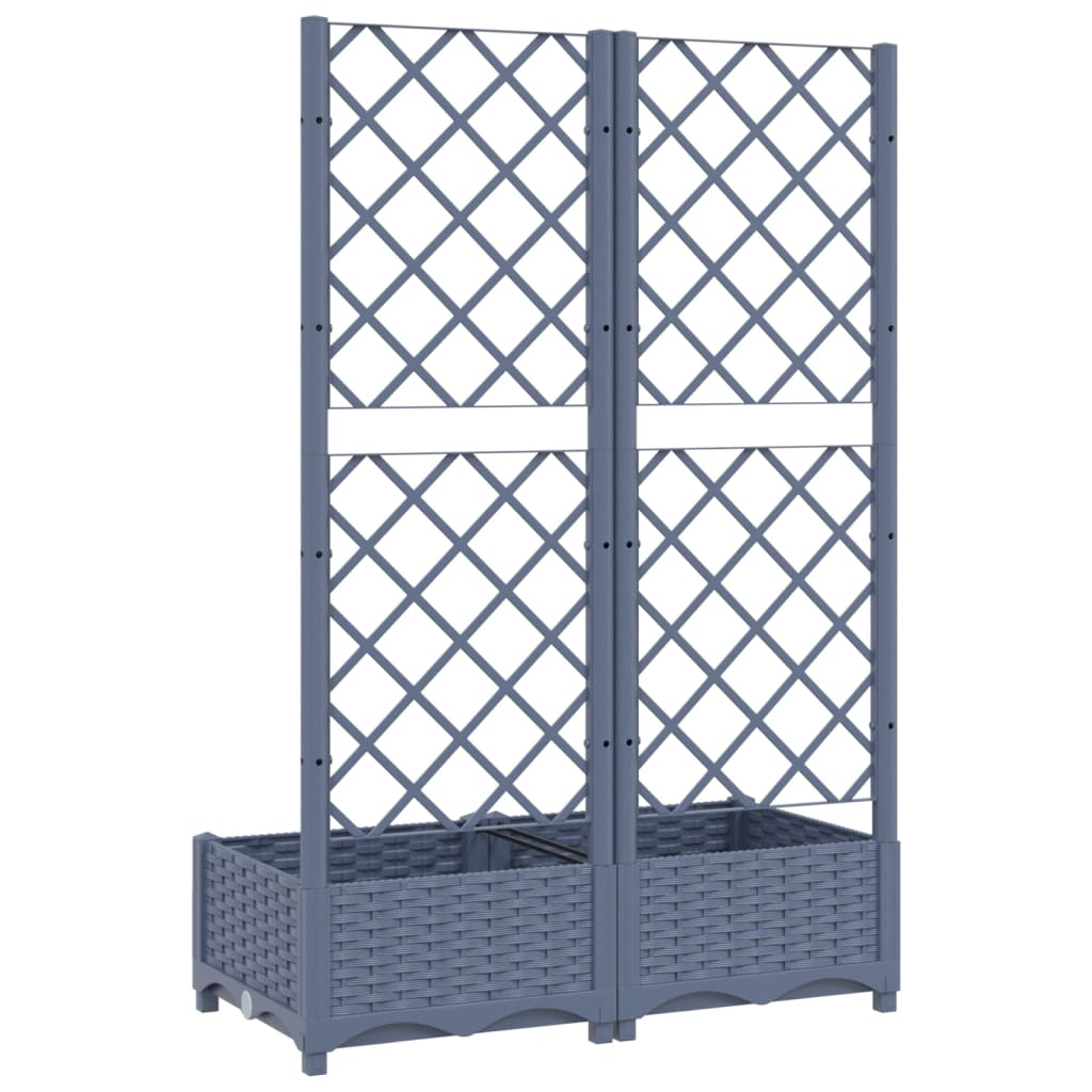 vidaXL Garden Planter with Trellis Dark Grey 80x40x121.5 cm PP