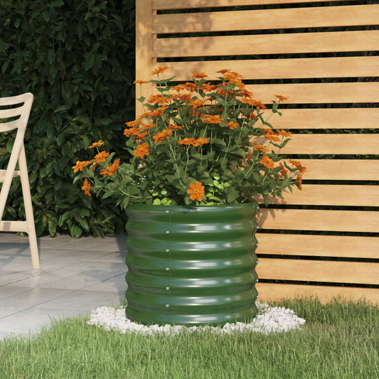 vidaXL Garden Planter Powder-coated Steel 40x40x36 cm Green