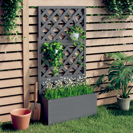 vidaXL Trellis Planter Grey 65x33x135 cm WPC