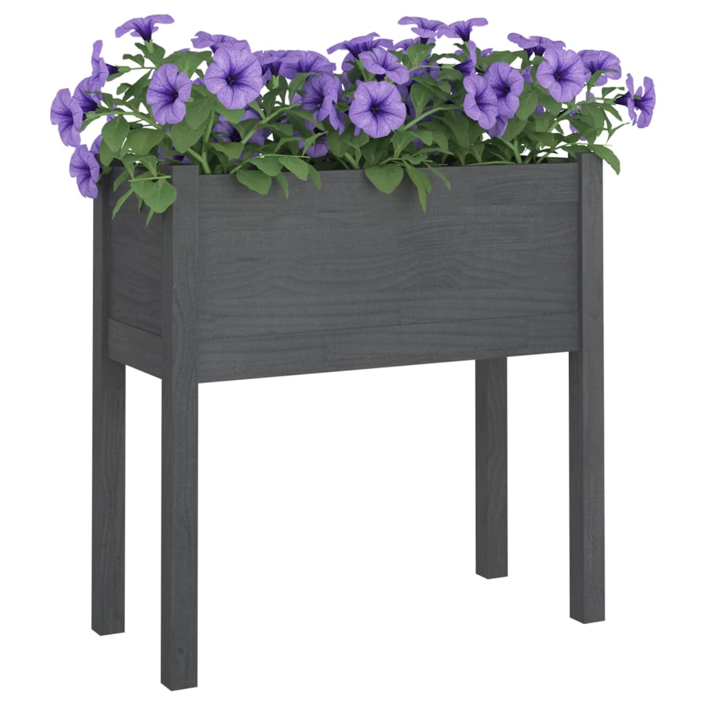 vidaXL Garden Planter Grey 70x31x70 cm Solid Pinewood