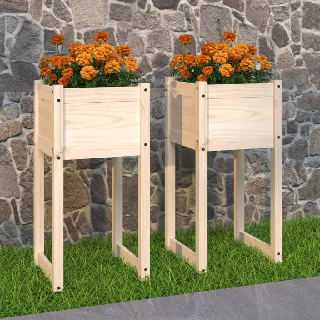 vidaXL Planters 2 pcs 40x40x81 cm Solid Wood Pine