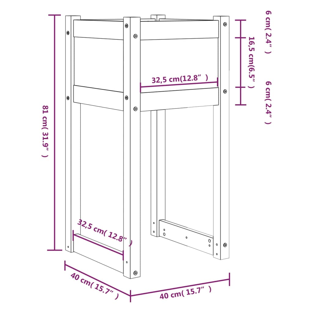 vidaXL Planters 2 pcs 40x40x81 cm Solid Wood Pine