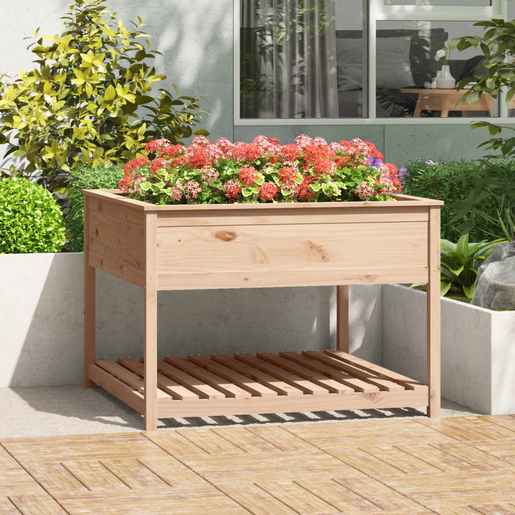 vidaXL Planter with Shelf 111.5x111.5x81 cm Solid Wood Pine